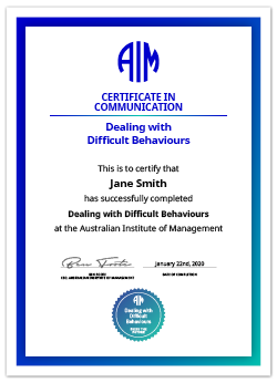 AIM Dealing with Difficult Behaviours Digital Certificate