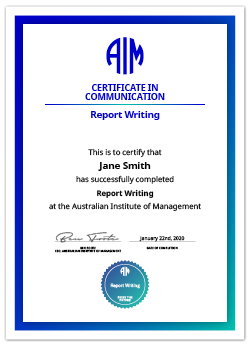AIM Report Writing Digital Certificate