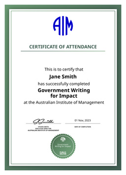 AIM Government Writing for Impact Badge