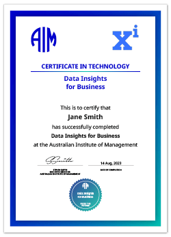 AIM Academy XI Digital Certificate Data Insights for Business