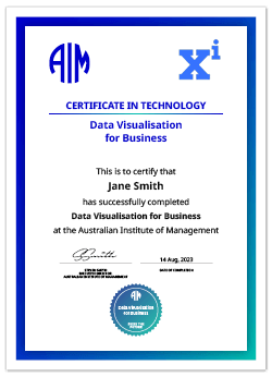 AIM Academy XI Digital Certificate Data Visualisation for Business