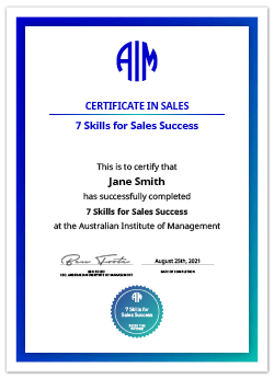 AIM Certificate - 7 Skills for Sales Success
