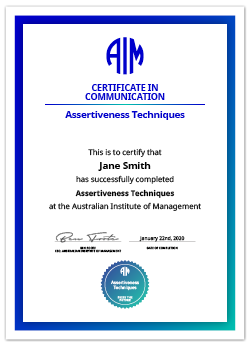 AIM Assertiveness Techniques Digital Certificate