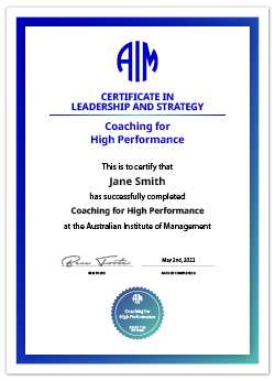 AIM Certificate Coaching For High Performance