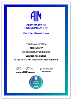 AIM Conflict Resolution Digital Certificate