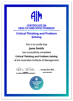AIM Digital Certificate Critical Thinking and Problem Solving 