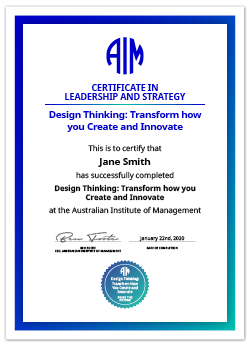AIM Digital Certificate Design Thinking: Transform how you Create and Innovate