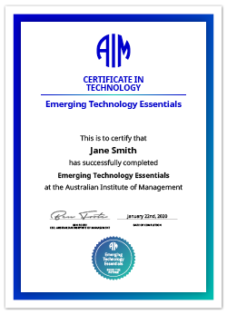 AIM Digital Certificate Emerging Technology Essentials