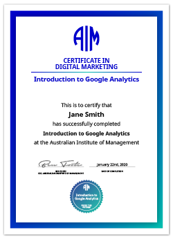 AIM Digital Certificate Introduction to Google Analytics