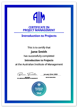 AIM Digital Certificate Introduction to Projects