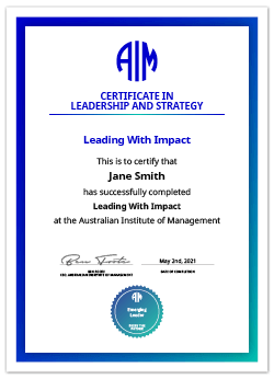 AIM Digital Certificate Leading With Impact