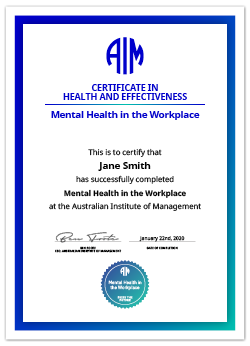 AIM Digital Certificate Mental Health in the Workplace