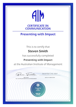 AIM Certificate Presenting For Impact