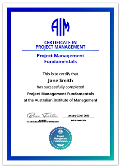 AIM Digital Certificate Project Management Fundamentals
