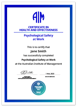 AIM Digital Certificate Psychological Safety at Work