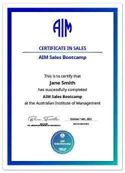 AIM Sales Bootcamp Digital Certificate