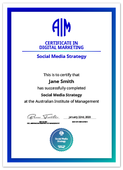 AIM Social Media Strategy Digital Certificate