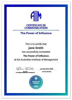 AIM Digital Certificate The Power of Influence