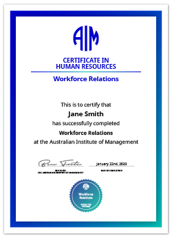 AIM Digital Certificate Workforce Relations