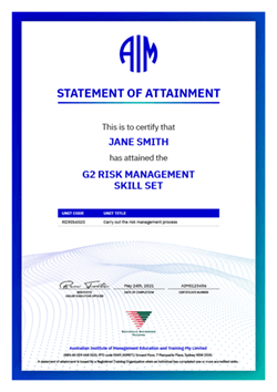 AIM G2 Risk Management Certificate