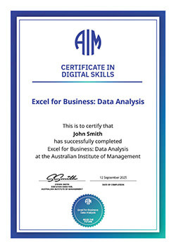AIM Digital Certificate - Excel for Business: Data Analysis