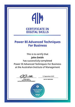 AIM Digital Certificate - Power BI Advanced Techniques for Business