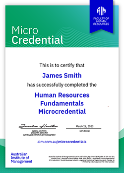 AIM Digital Certificate - Microcredential in Human Resources Fundamentals