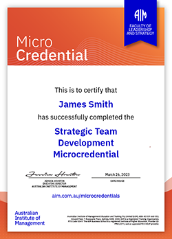 AIM Digital Certificate - Microcredential in Strategic Team Development