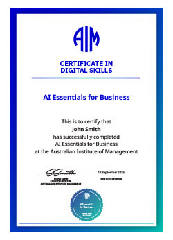 AIM Digital Certificate - AI Essentials for Business