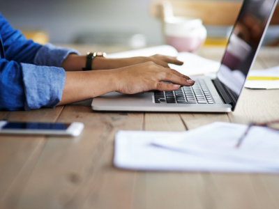 A student completing an online application for an AIM Vocational Qualification