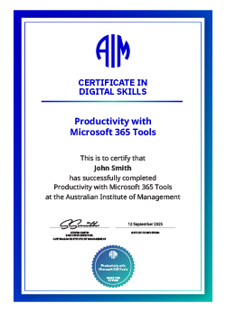Productivity with Microsoft 365 Tools Certificate